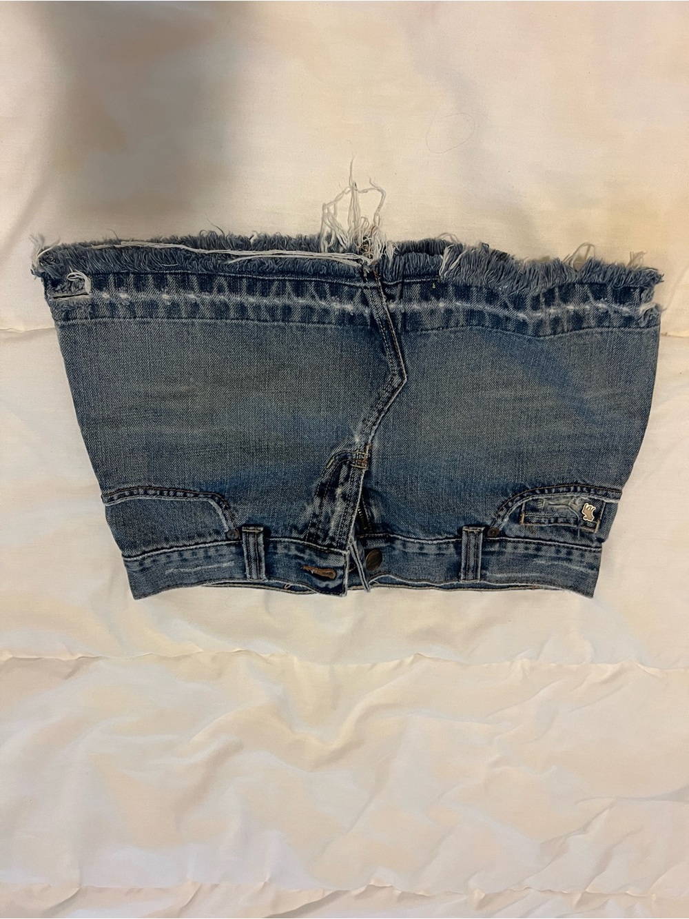 Abercrombie & Fitch Distressed High-Rise Cutoff Denim Shorts in Medium Blue